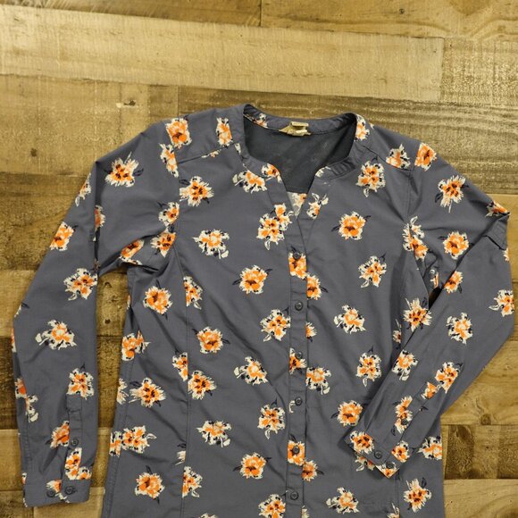 Duluth Trading DuluthFlex Sidewinder Tunic Women’s Small Slate Blue Floral - Picture 2 of 12